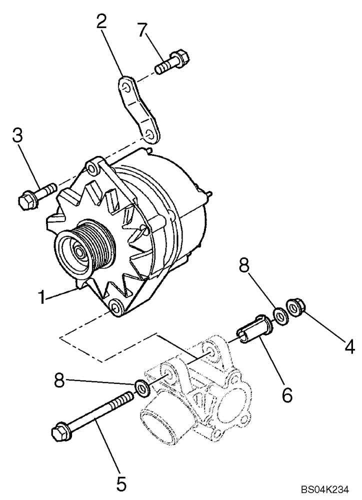 Схема запчастей Case 750K - (04-04) - ALTERNATOR MOUNTING (04) - ELECTRICAL SYSTEMS