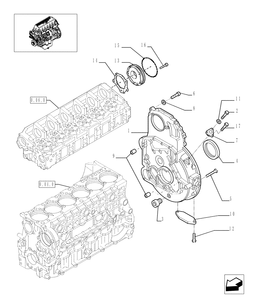 Схема запчастей Case F3AE0684L E906 - (0.04.3[01]) - FLYWHEEL CASE (504170226-504045977) 