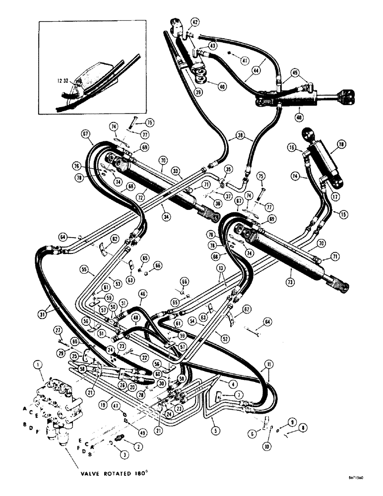 Схема запчастей Case 310G - (184) - POWER ANGLE - TILT DOZER HYDRAULICS (07) - HYDRAULIC SYSTEM