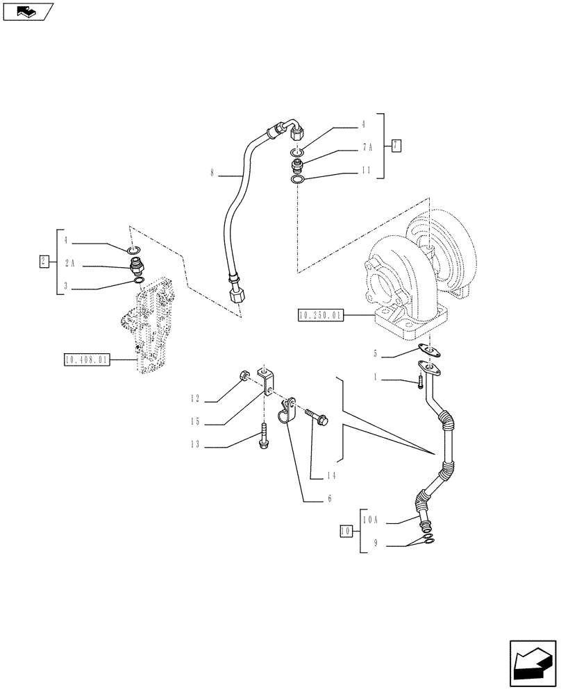 Схема запчастей Case F4GE9454K J604 - (10.304.05) - PIPING - ENGINE OIL (2852073) (10) - ENGINE