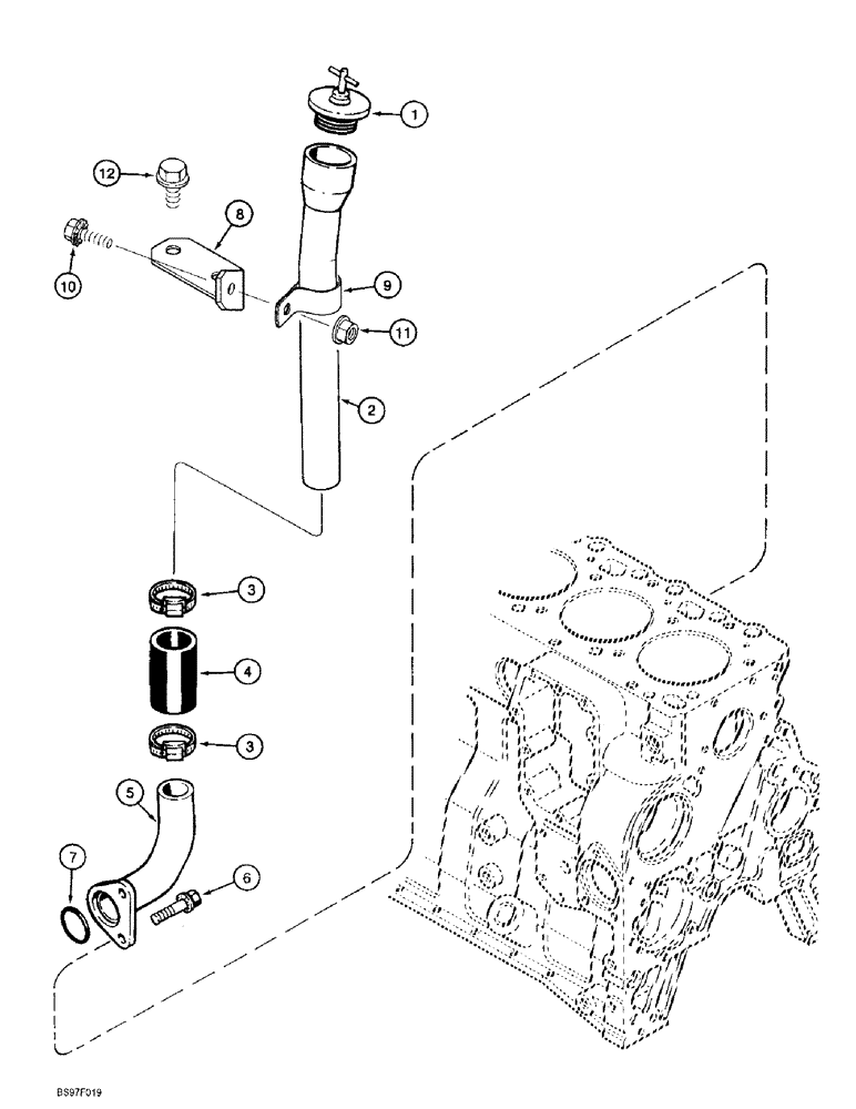 Схема запчастей Case 9010B - (2-084) - ENGINE OIL FILL ASSEMBLY, 4TA-390 EMISSIONS CERTIFIED ENGINE, *P.I.N. DAC01#2001 AND AFTER (02) - ENGINE