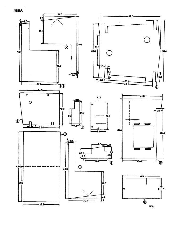 Схема запчастей Case 450 - (185A) - NOISE REDUCTION PADS (05) - UPPERSTRUCTURE CHASSIS