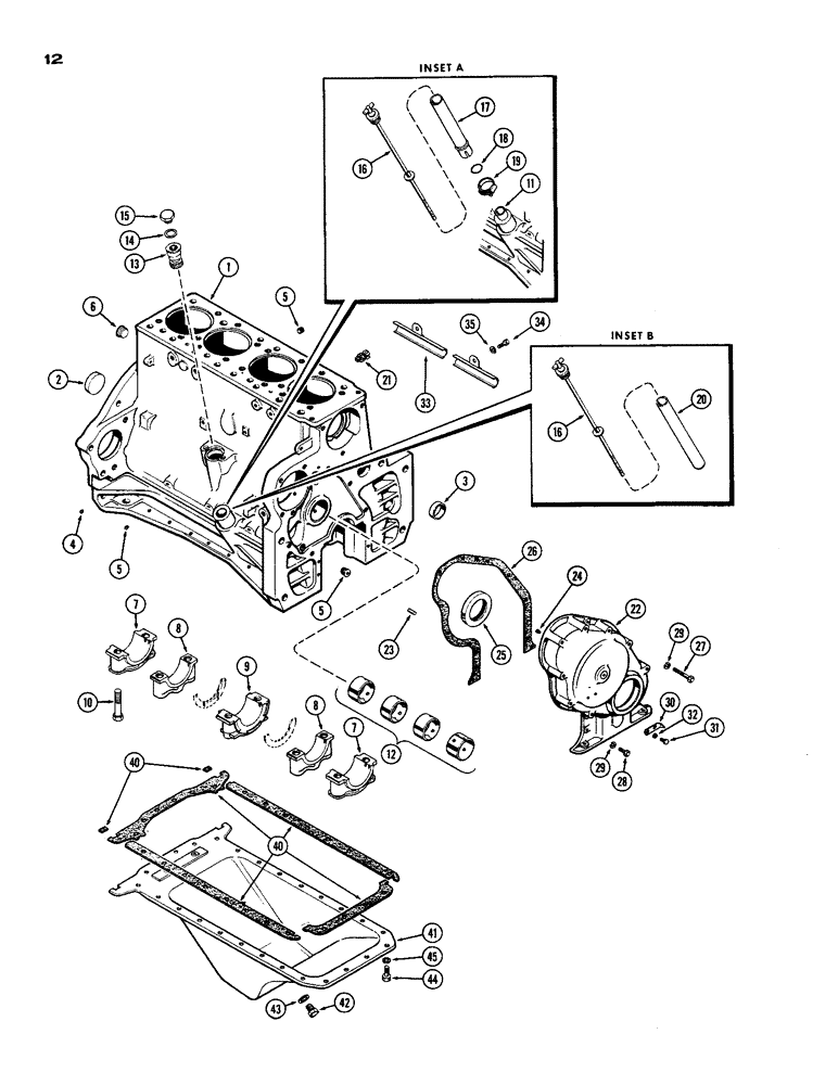 Схема запчастей Case 850 - (012) - CYLINDER BLOCK ASSEMBLY, (301) DIESEL ENGINE (01) - ENGINE