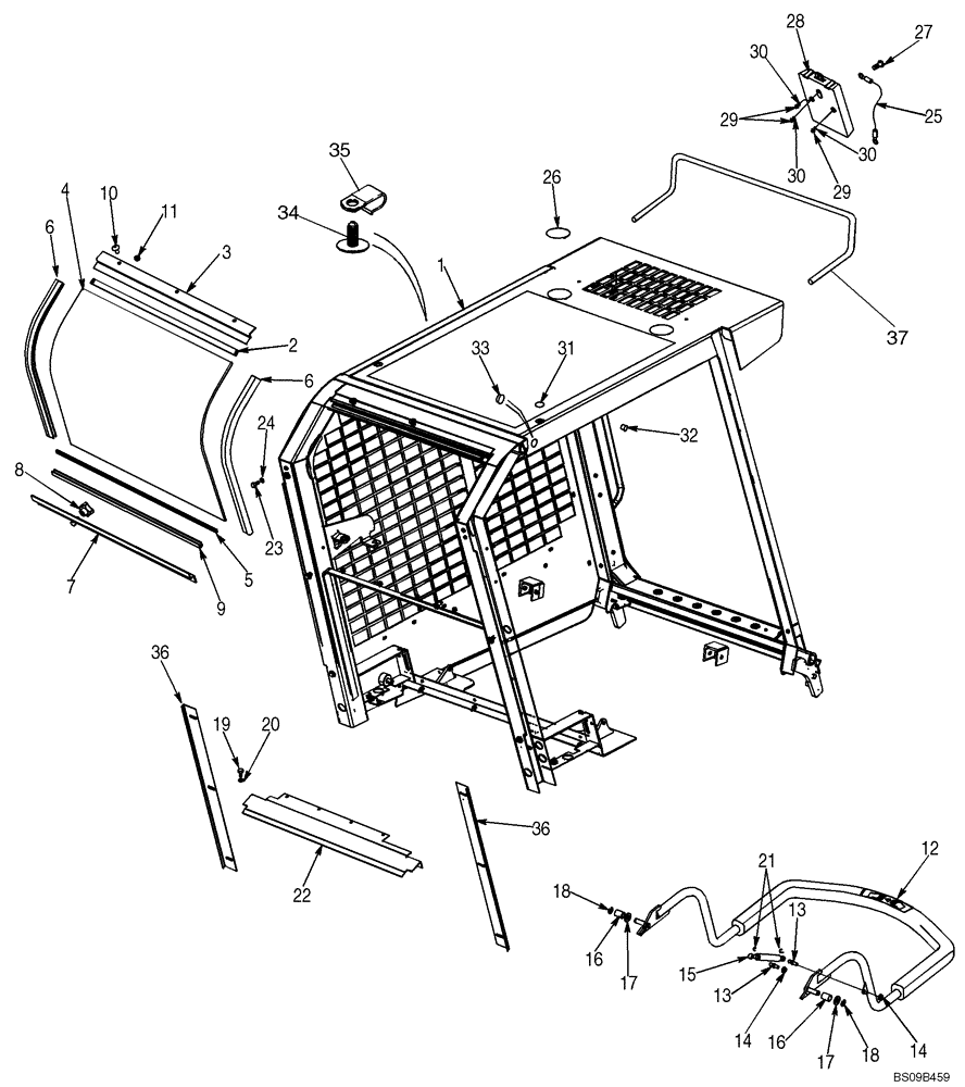 Схема запчастей Case 435 - (09-23) - FRAME AND SEAT BAR-IF USED (09) - CHASSIS