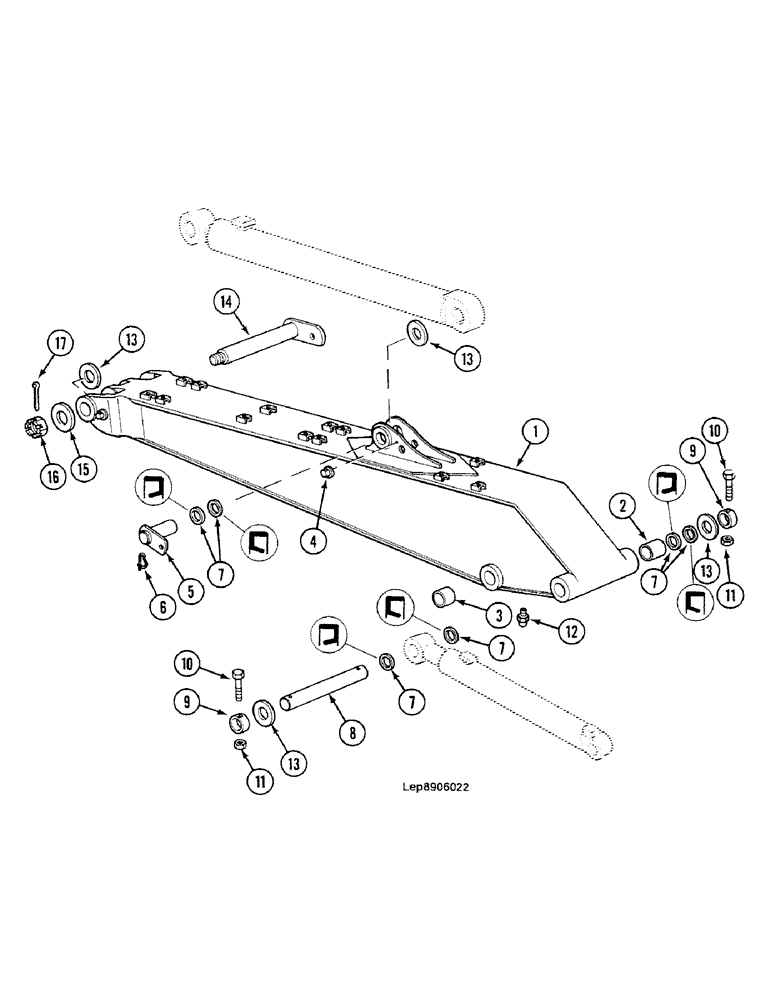 Схема запчастей Case 688C - (9F-14) - LINKED BOOM (BOOM 3.13M) (05.1) - UPPERSTRUCTURE CHASSIS/ATTACHMENTS