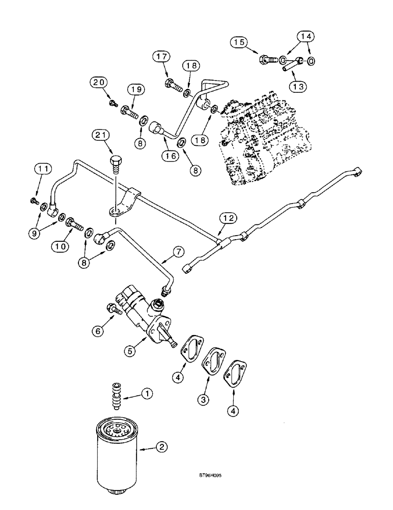 Схема запчастей Case 590SL - (3-10) - FUEL FILTER AND TRANSFER PUMP, 4T-390 EMISSIONS CERTIFIED ENGINE (03) - FUEL SYSTEM