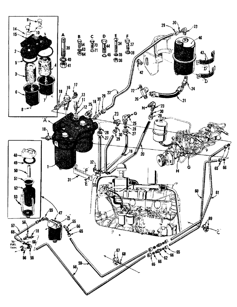 Схема запчастей Case 750 - (028) - STRAINER, FILTERS, & FUEL LINES (02) - FUEL SYSTEM