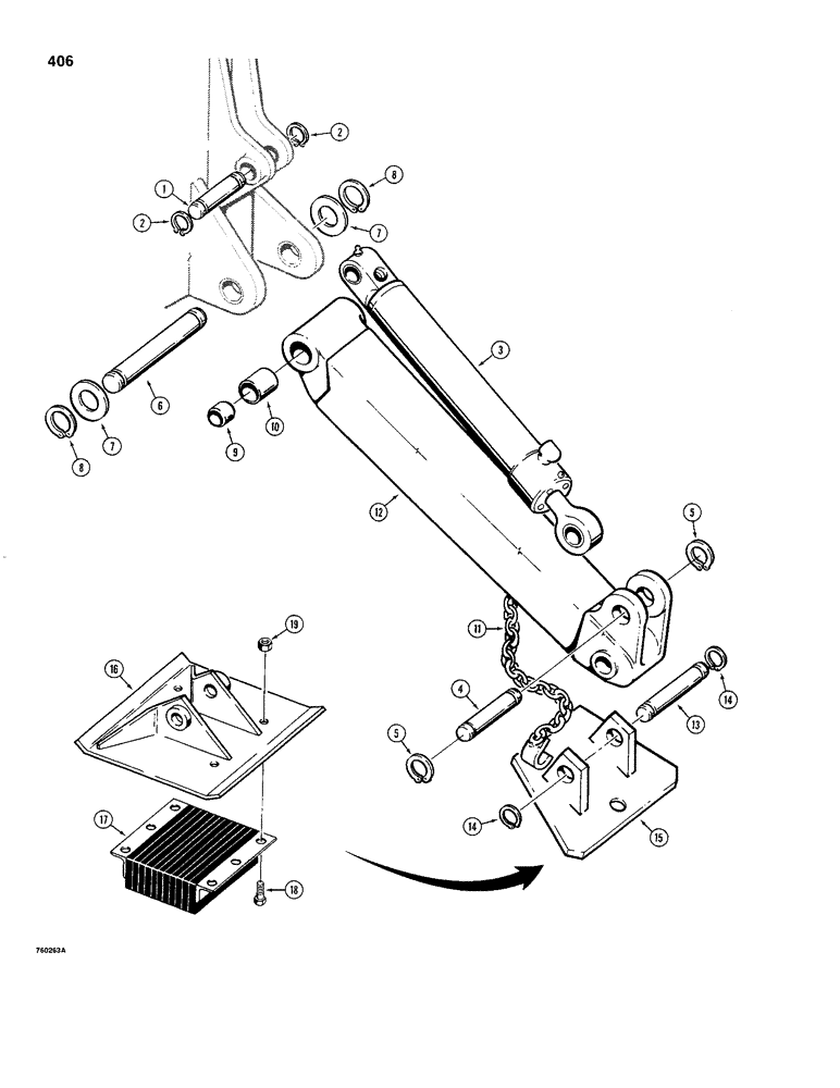 Схема запчастей Case 480C - (406) - BACKHOE STABILIZERS (84) - BOOMS, DIPPERS & BUCKETS