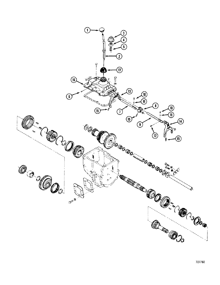 Схема запчастей Case 680CK - (084) - TRANSMISSION CONTROLS, FOUR SPEED SHIFTING PARTS (21) - TRANSMISSION