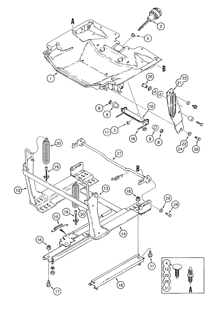 Схема запчастей Case 1835C - (9-46) - DELUXE OPERATORS SEAT, BASE AND ADJUSTING PARTS (09) - CHASSIS/ATTACHMENTS