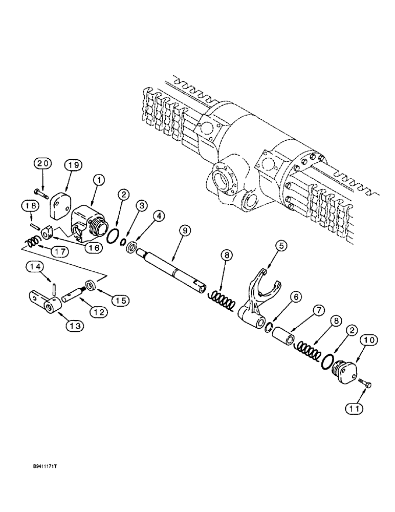 Схема запчастей Case 570LXT - (6-058) - REAR DRIVE AXLE, DIFFERENTIAL LOCK (06) - POWER TRAIN