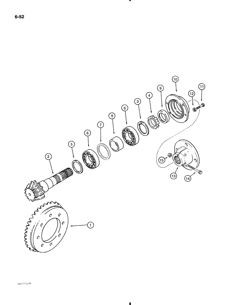 Схема запчастей Case 580K - (6-052) - FRONT DRIVE AXLE, RING AND PINION GEAR SET (06) - POWER TRAIN