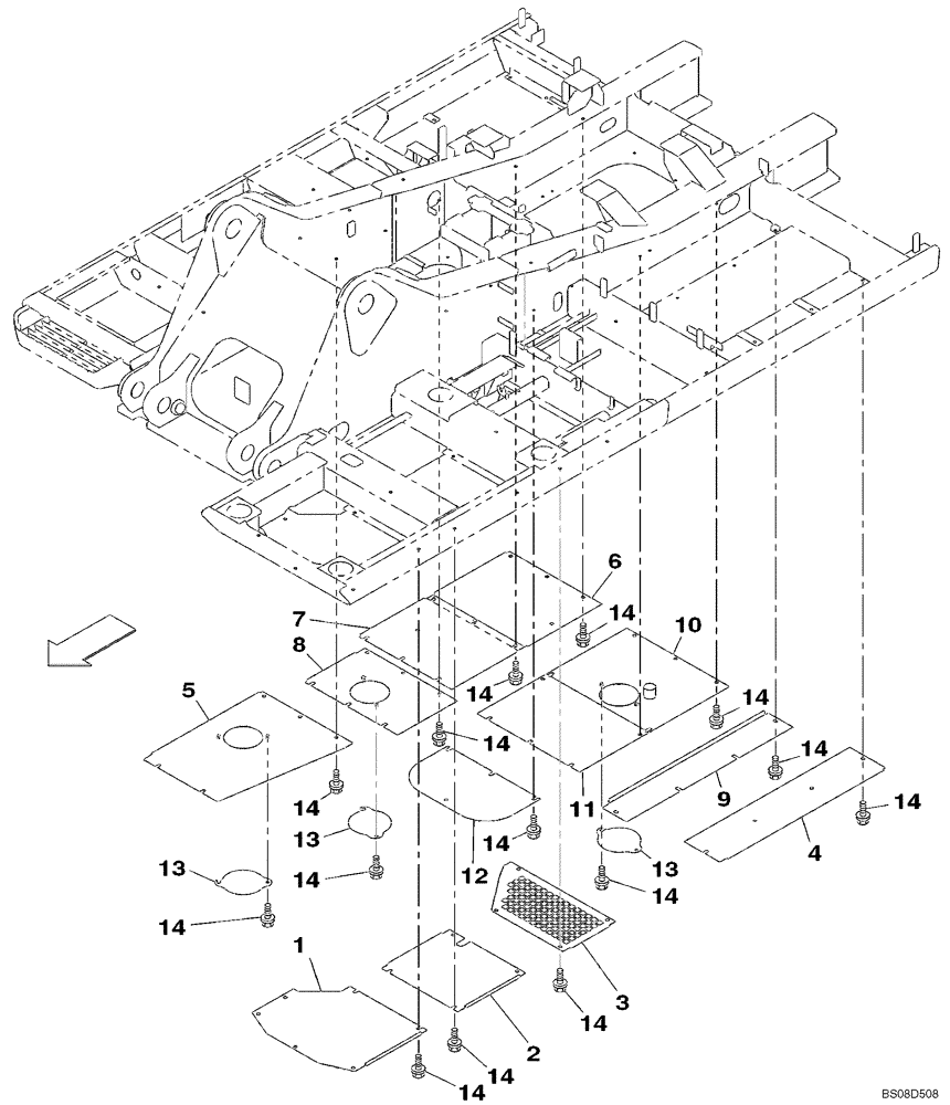 Схема запчастей Case CX350B - (09-03) - TURNTABLE - ACCESS COVERS (09) - CHASSIS