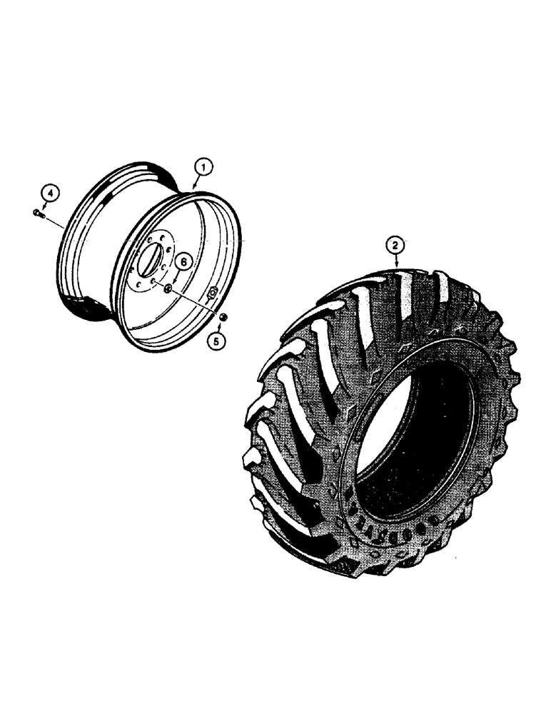 Схема запчастей Case 580SK - (6-76) - REAR WHEELS AND TYRES (06) - POWER TRAIN