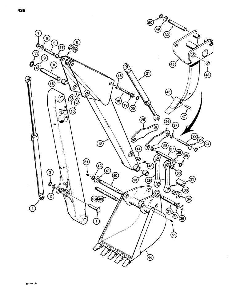 Схема запчастей Case 480D - (436) - BACKHOE DIPPER AND BUCKET, 480D MODELS ONLY (84) - BOOMS, DIPPERS & BUCKETS