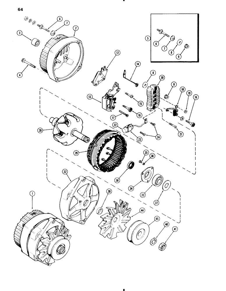 Схема запчастей Case 585C - (064) - D77810 ALTERNATOR, DELCO-REMY NO. 1102927 (55) - ELECTRICAL SYSTEMS