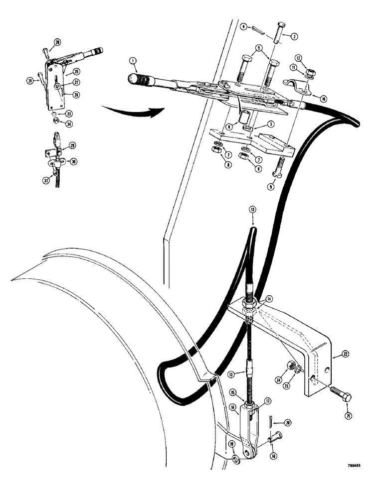 Схема запчастей Case 780 - (272) - PARKING BRAKE CONTROLS (07) - BRAKES