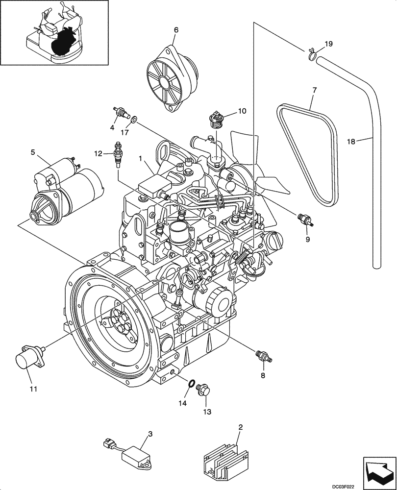 Схема запчастей Case CX14 - (02-02[00]) - ENGINE ASSY (02) - ENGINE