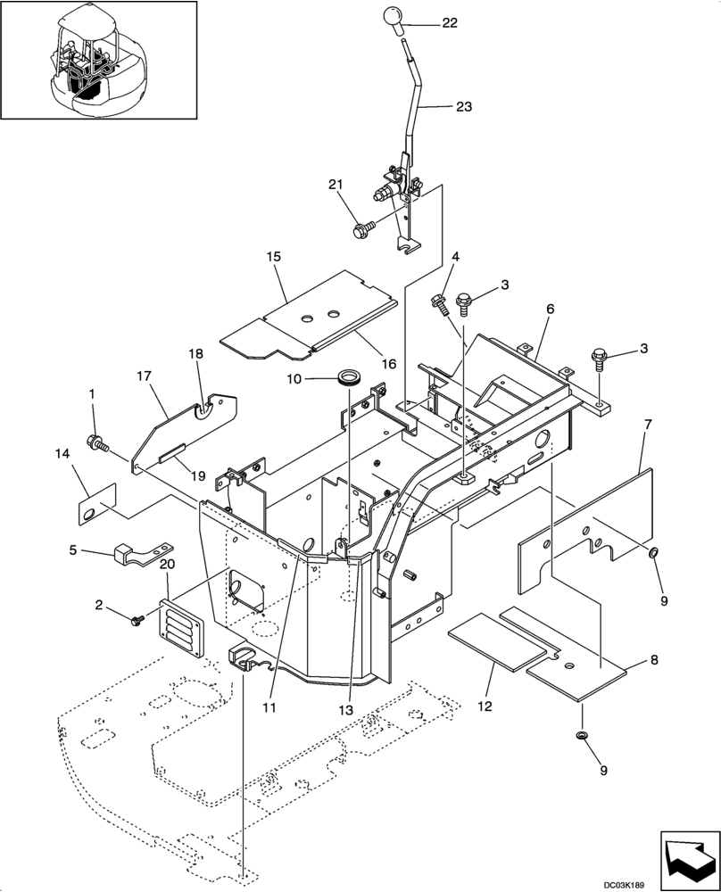 Схема запчастей Case CX47 - (09-25[00]) - STAND CONTROL - CANOPY (09) - CHASSIS/ATTACHMENTS