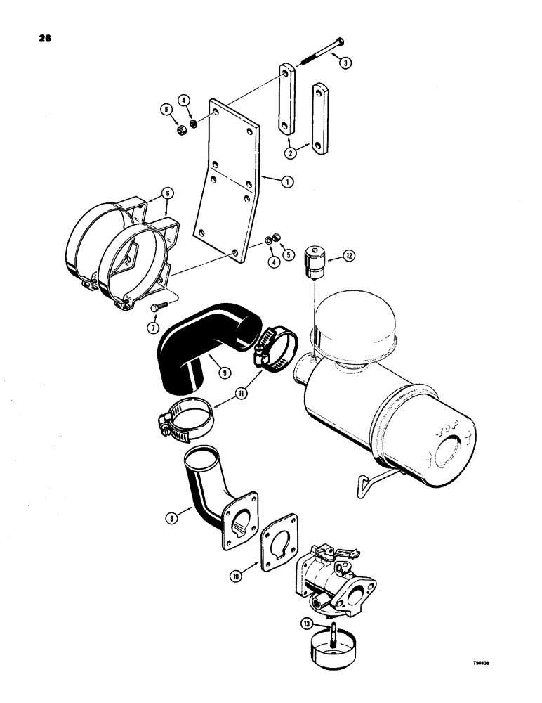 Схема запчастей Case 1816B - (26) - HEAVY DUTY AIR CLEANER MOUNTING PARTS (10) - ENGINE