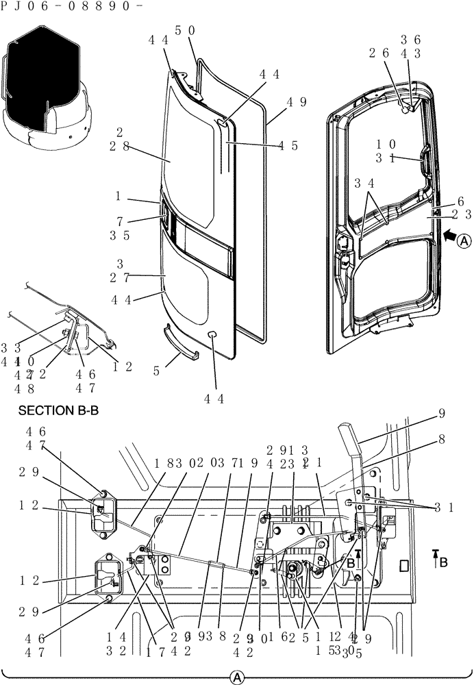 Схема запчастей Case CX31B - (194-01[1]) - DOOR ASSEMBLY, CAB (00) - GENERAL & PICTORIAL INDEX