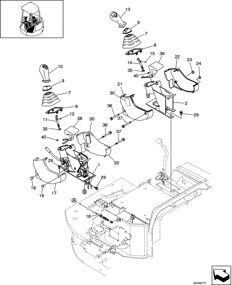 Схема запчастей Case CX25 - (09-23[00]) - CONTROLS - OPERATORS COMPARTMENT (09) - CHASSIS/ATTACHMENTS