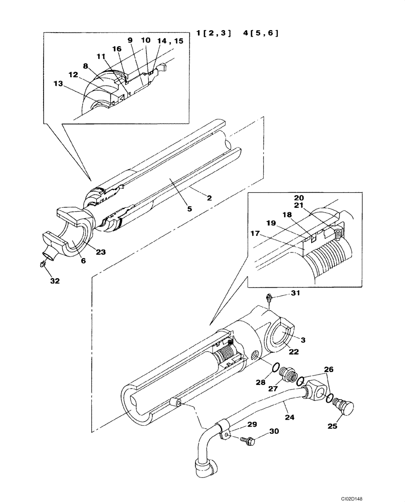 Схема запчастей Case CX75SR - (08-91) - CYLINDER ASSY, BUCKET - OFFSET BOOM (08) - HYDRAULICS