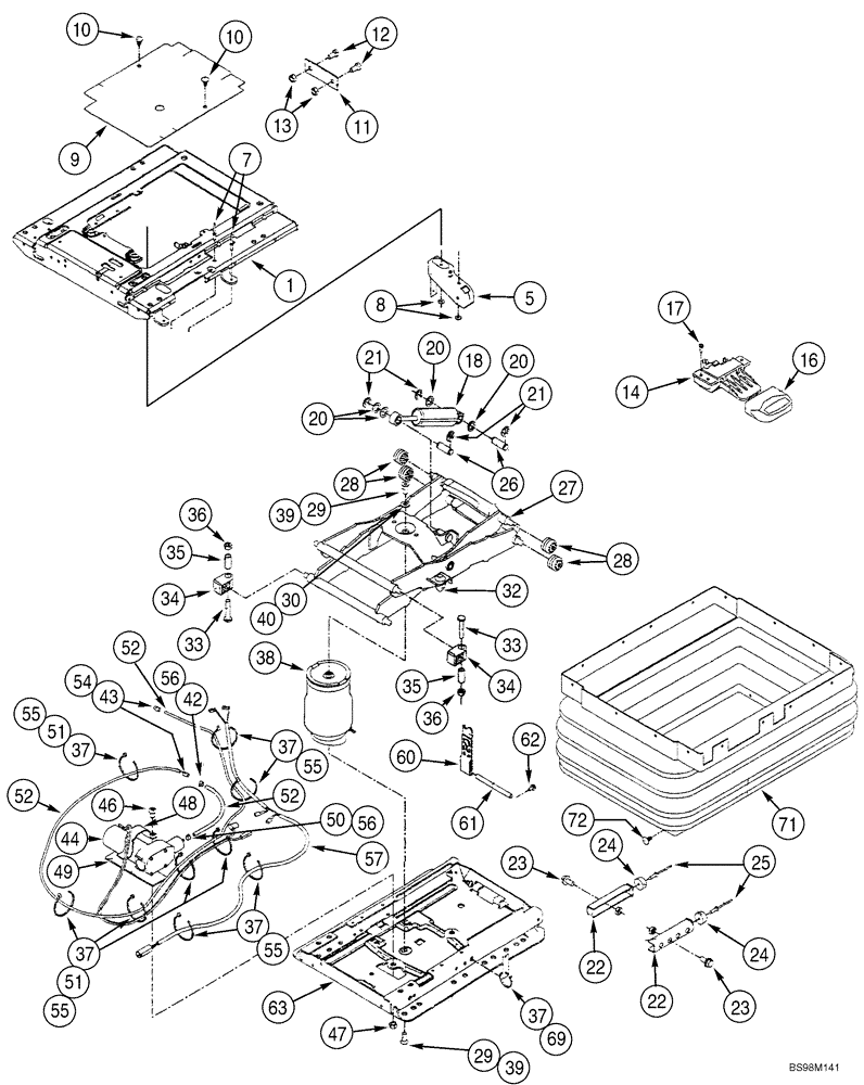 Схема запчастей Case 721D - (09-29) - SEAT ASSY, AIR SUSPENSION (09) - CHASSIS