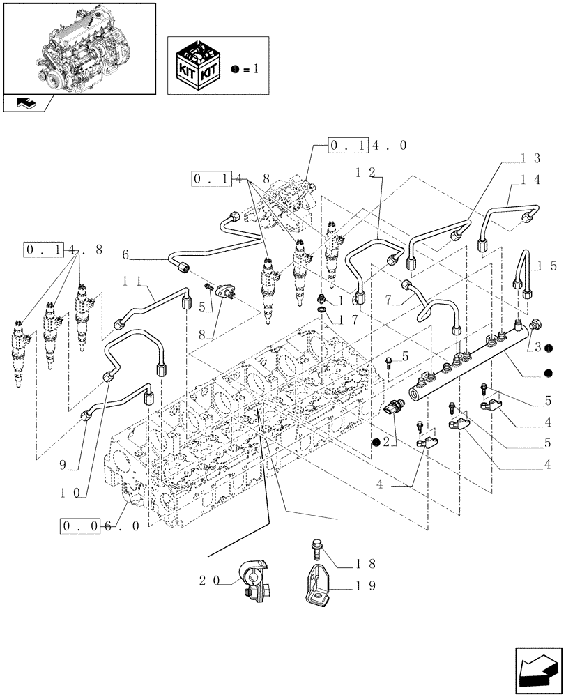 Схема запчастей Case F2CE9684H E010 - (0.14.9) - INJECTION EQUIPMENT - PIPING (504129899) 