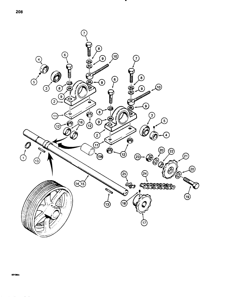 Схема запчастей Case SD100 - (208) - JACKSHAFT AND TRENCHER DRIVE CHAIN (89) - TOOLS