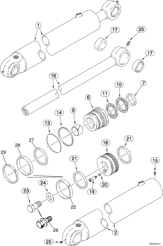 Схема запчастей Case 580SM - (08-59) - CYLINDER ASSY - BACKHOE BOOM (08) - HYDRAULICS