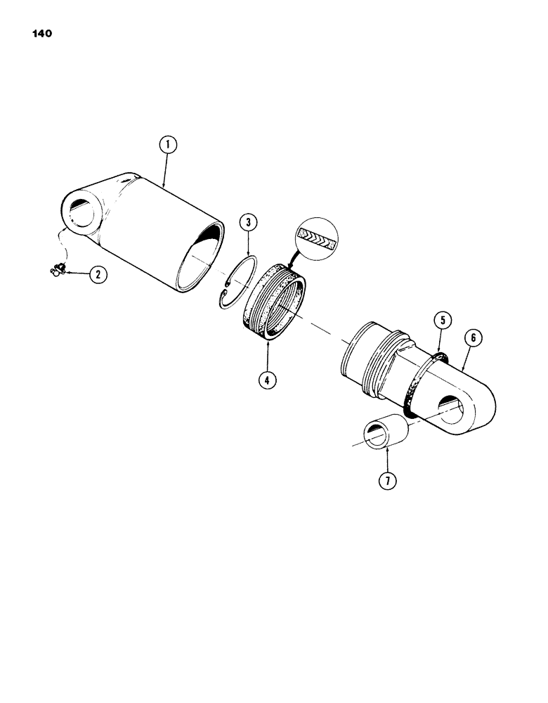 Схема запчастей Case 980B - (140) - LEVELER CYLINDER, (6.25" ID X 5.87" STROKE), (USED ON UNITS WITH PIN 6204051 AND AFTER) (07) - HYDRAULIC SYSTEM