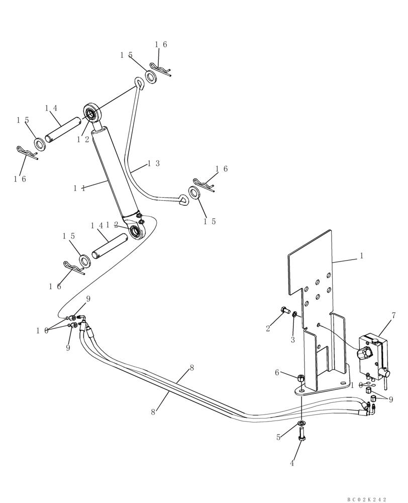 Схема запчастей Case 650K - (09-24) - CAB OR CANOPY - TILT COMPONENTS (09) - CHASSIS/ATTACHMENTS