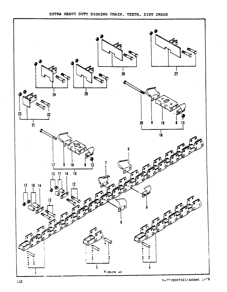 Схема запчастей Case DAVIS - (11E) - EXTRA HEAVY DUTY DIGGING CHAIN, TEETH, DIRT DRAGS 