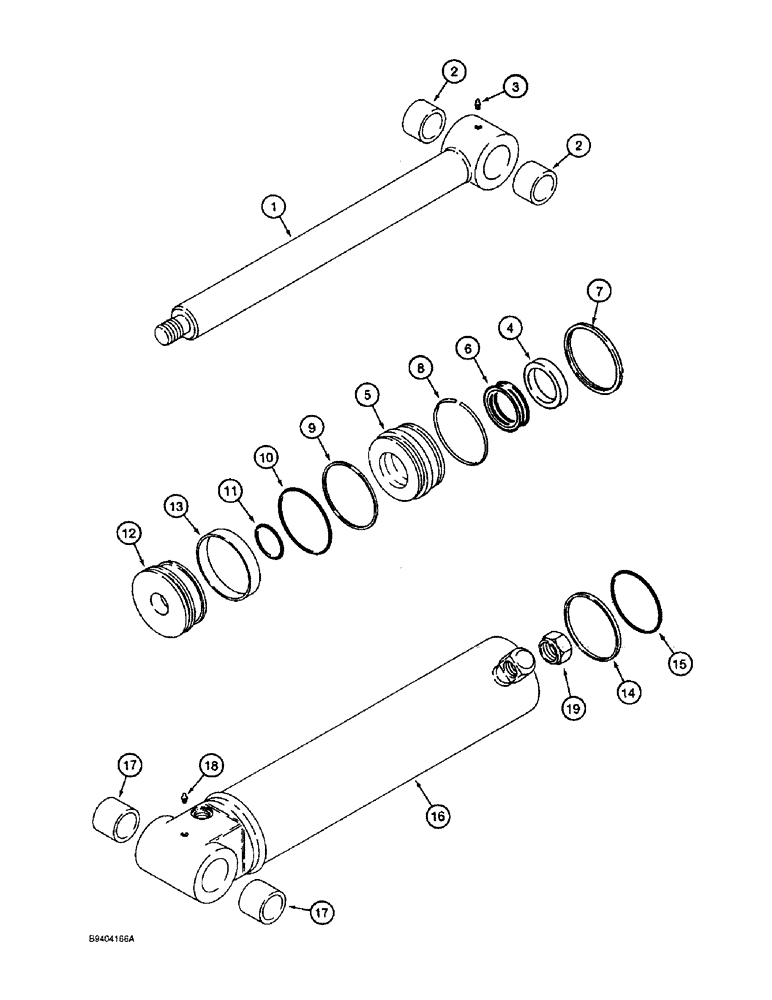 Схема запчастей Case 860 - (8-059A) - BACKHOE DIPPER CYLINDER ASSEMBLY - 138234A1 (08) - HYDRAULICS