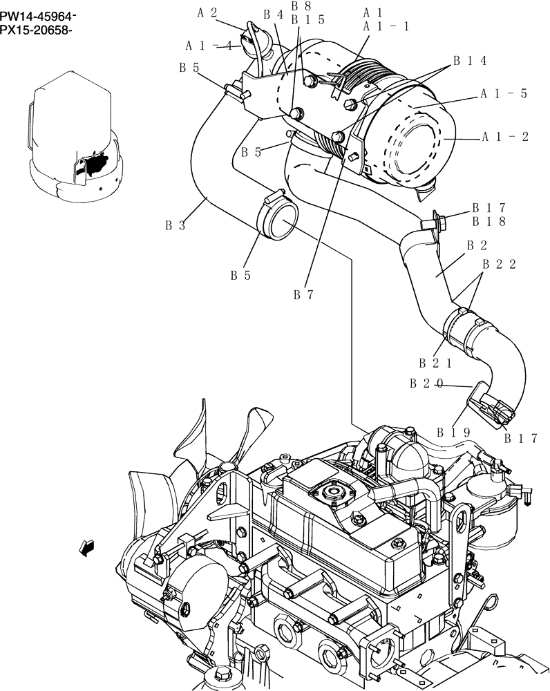 Схема запчастей Case CX36B - (041-17[1]) - CLEANER ASSEMBLY, AIR (CAB) (05) - SUPERSTRUCTURE