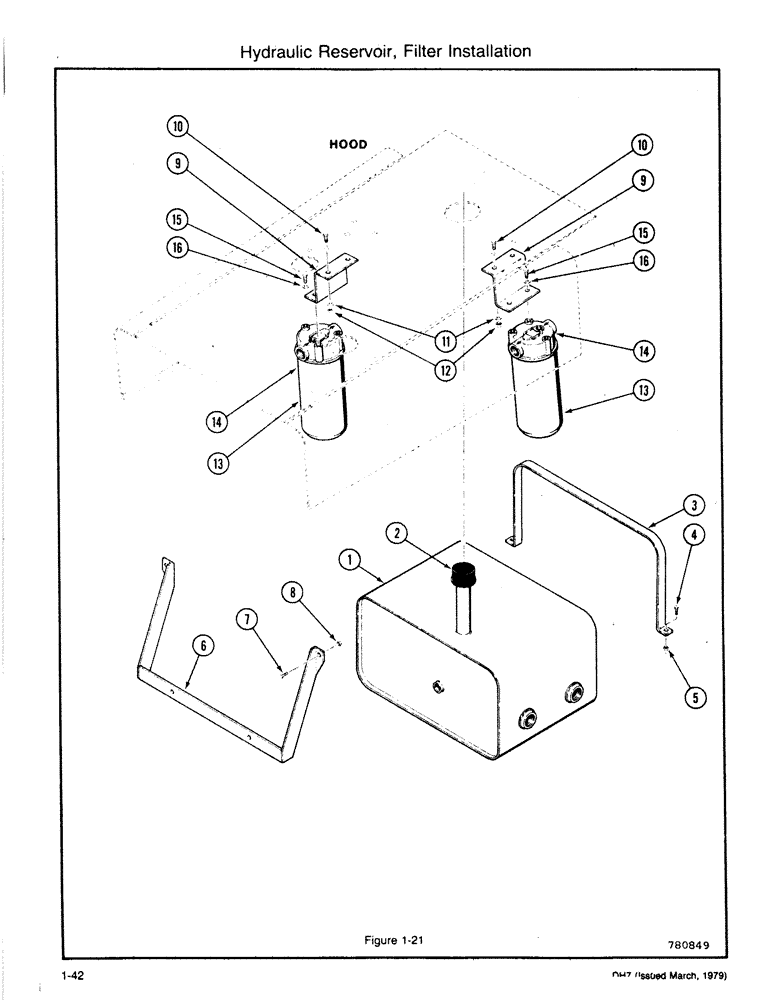 Схема запчастей Case DH7 - (1-42) - HYDRAULIC RESERVOIR, FILTER INSTALLATION (35) - HYDRAULIC SYSTEMS