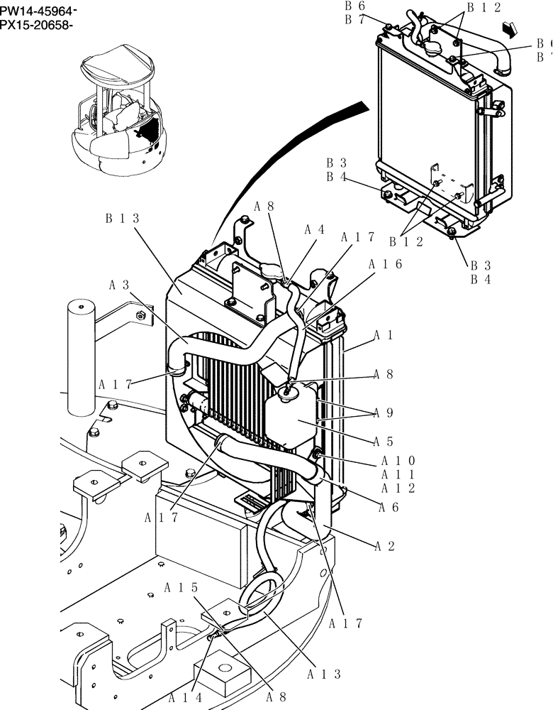 Схема запчастей Case CX36B - (030-01[1]) - RADIATOR INSTALL (05) - SUPERSTRUCTURE