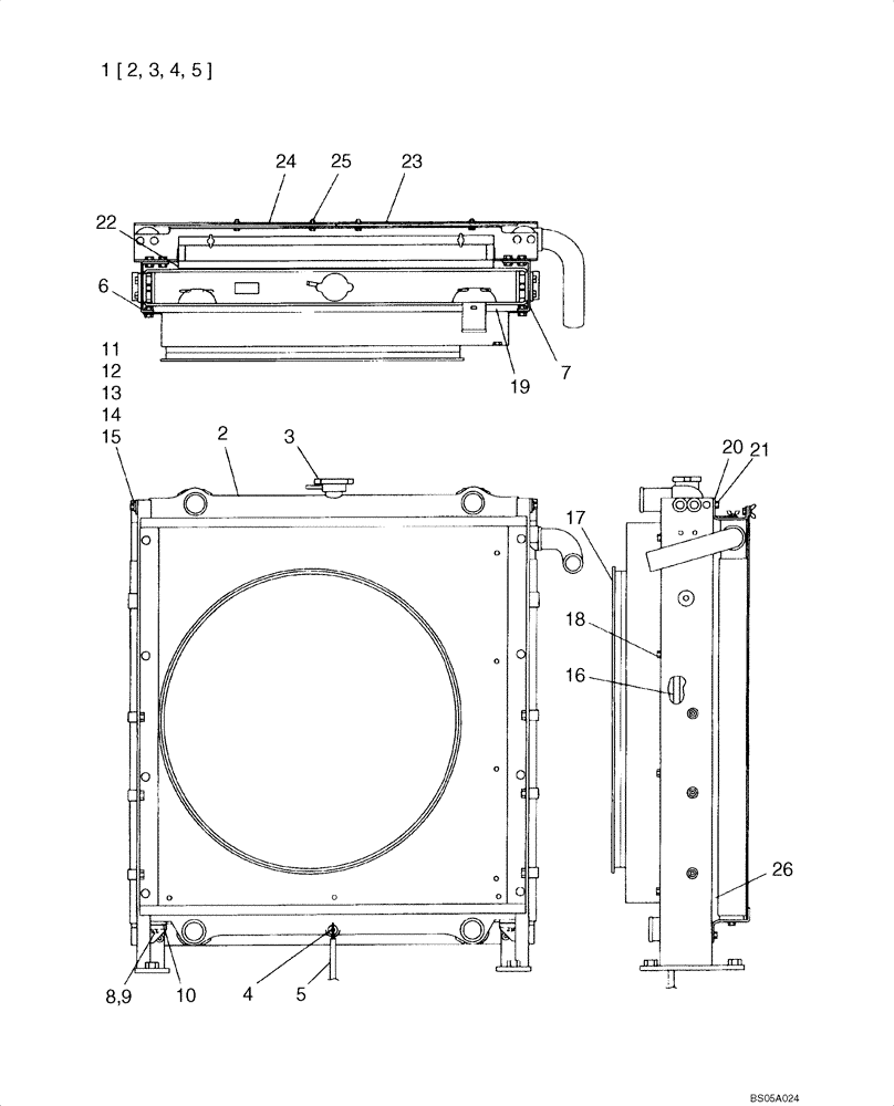 Схема запчастей Case CX225SR - (02-05) - RADIATOR ASSY (02) - ENGINE