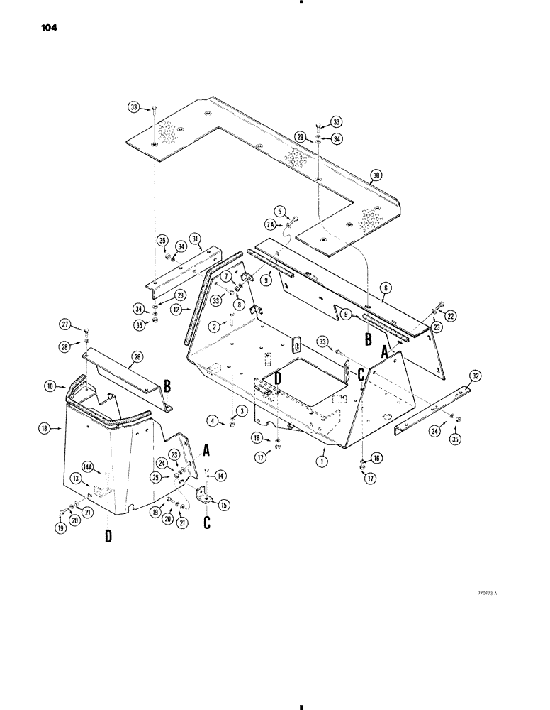 Схема запчастей Case 35 - (104) - BACKHOE CONTROL TOWER, CRAWLER MODELS 