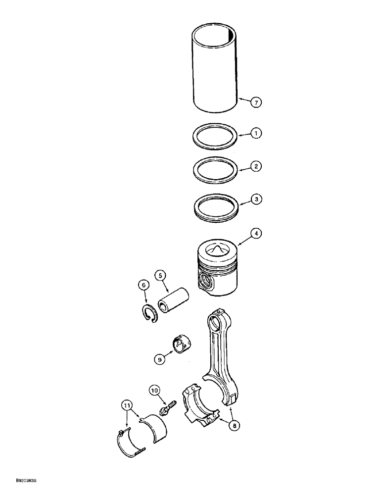 Схема запчастей Case 860 - (2-44) - PISTONS AND CONNECTING RODS, 4T-390 ENGINE (02) - ENGINE