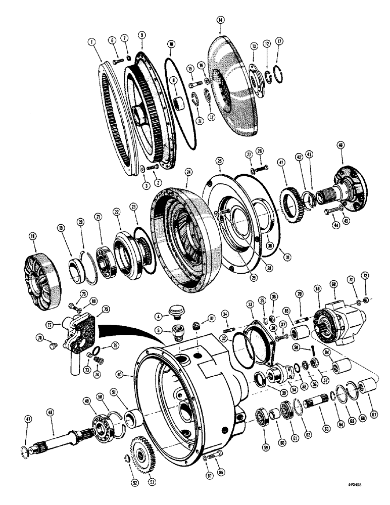 Схема запчастей Case W9B - (158) - TORQUE CONVERTER (06) - POWER TRAIN