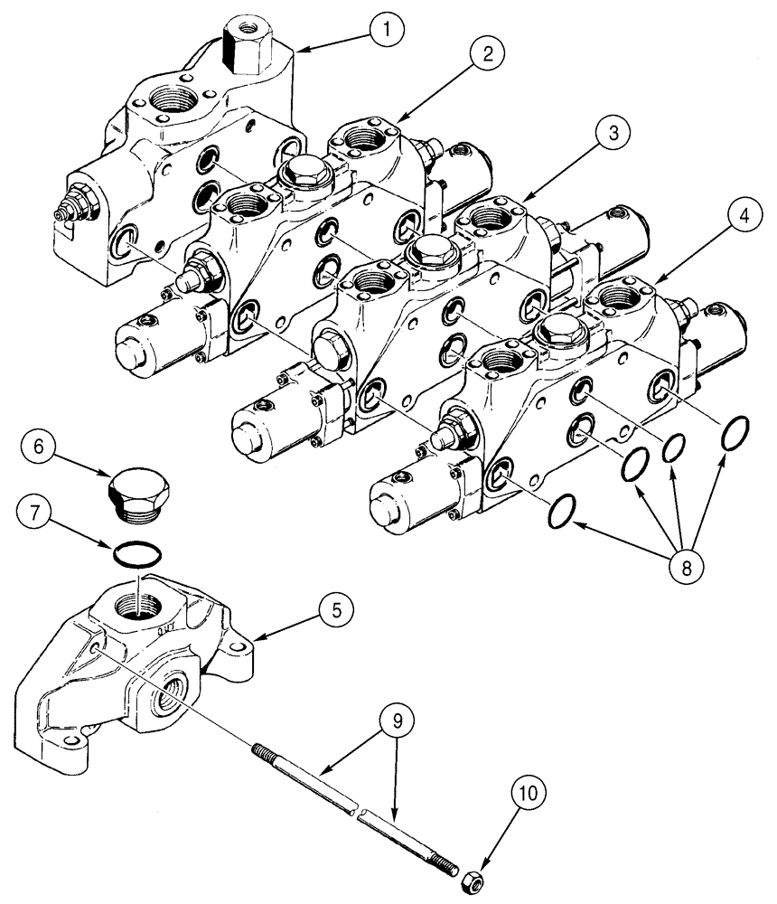 Схема запчастей Case 921C - (08-16) - VALVE ASSY - LOADER CONTROL, THREE SPOOL (08) - HYDRAULICS