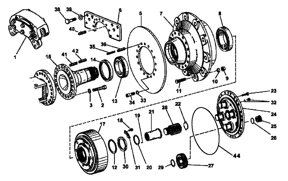 Схема запчастей Case 330 - (32A00010586[01]) - INTERMEDIATE AXLE - WHEEL REDUCTION GEAR (87442783) (11) - AXLES/WHEELS