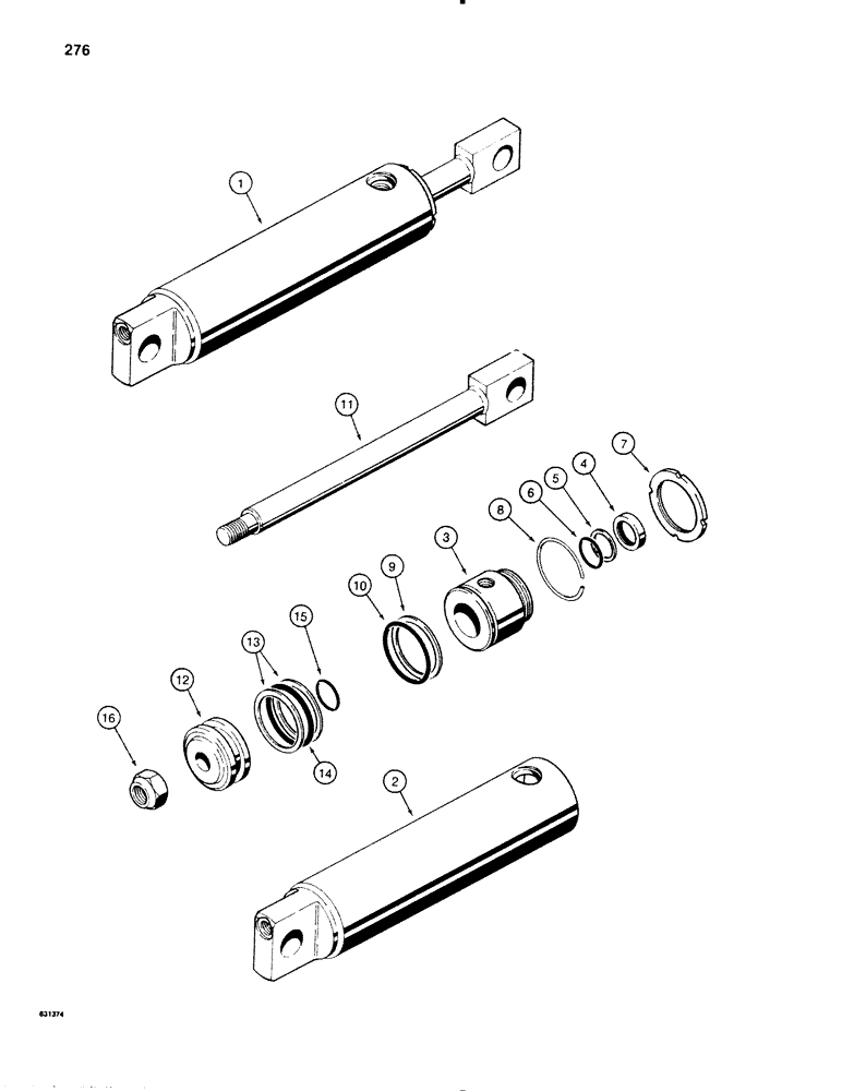 Схема запчастей Case SD100 - (276) - H504076 BACKFILL BLADE CYLINDER, LIFT AND ANGLE (35) - HYDRAULIC SYSTEMS