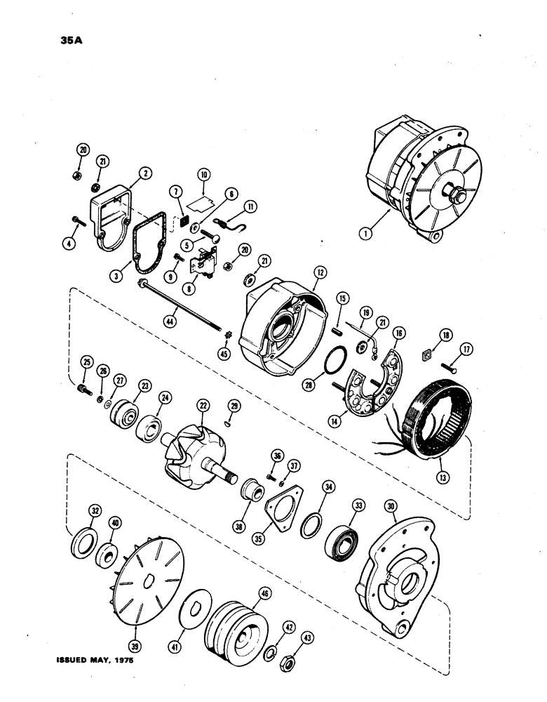 Схема запчастей Case W24B - (035A) - A41360 ALTERNATOR, (504BD) DIESEL ENGINE, USED WITHOUT INSTRUMENT CLUSTER (04) - ELECTRICAL SYSTEMS