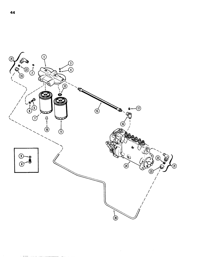 Схема запчастей Case W26B - (044) - FUEL FILTER SYSTEM, (504BDT) DIESEL ENGINE, 1ST USED ENG. SER. NO. 2323001 (03) - FUEL SYSTEM