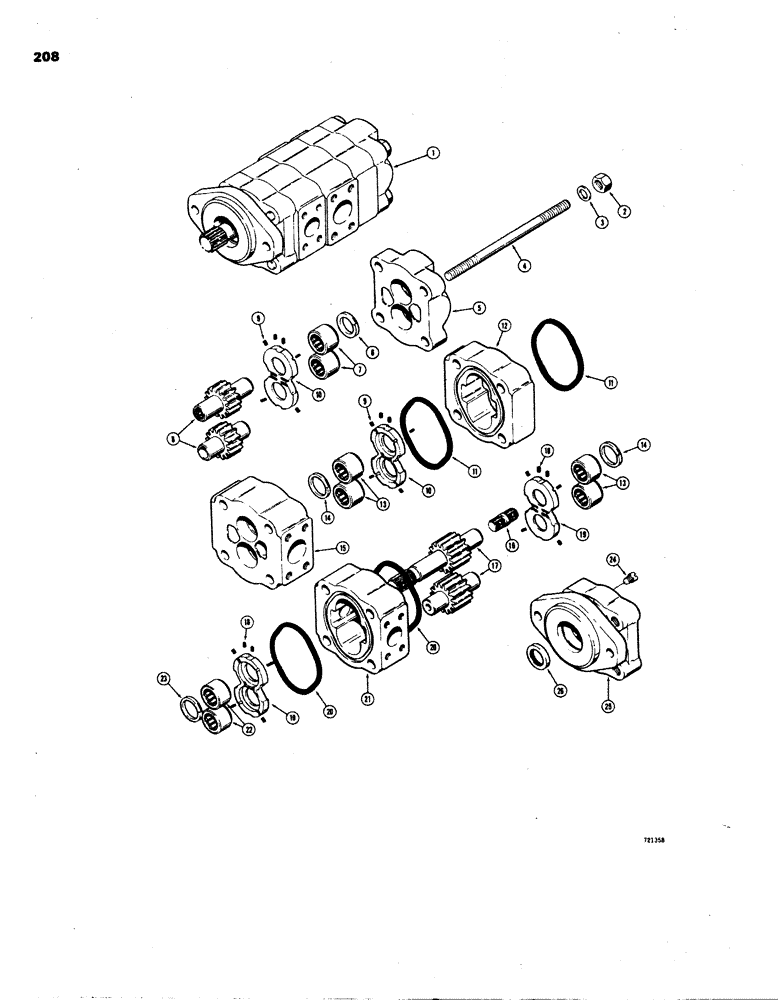 Схема запчастей Case W24B - (208) - L51862 LOADER AND STEERING PUMP (08) - HYDRAULICS