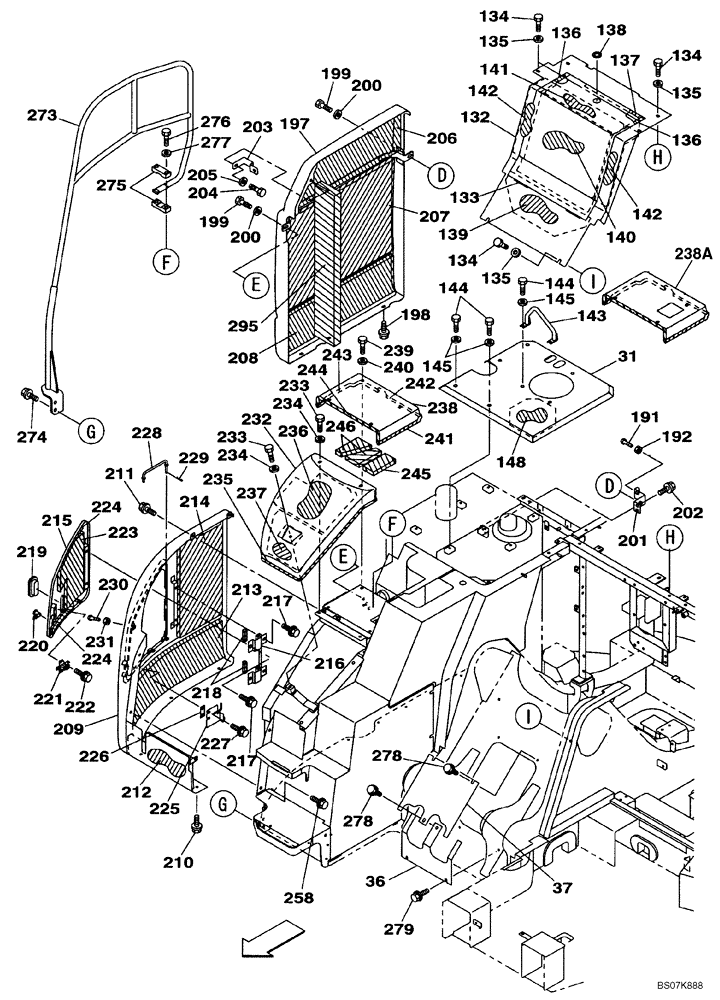 Схема запчастей Case CX225SR - (09-10) - ACCESS DOOR - INSULATION (09) - CHASSIS/ATTACHMENTS