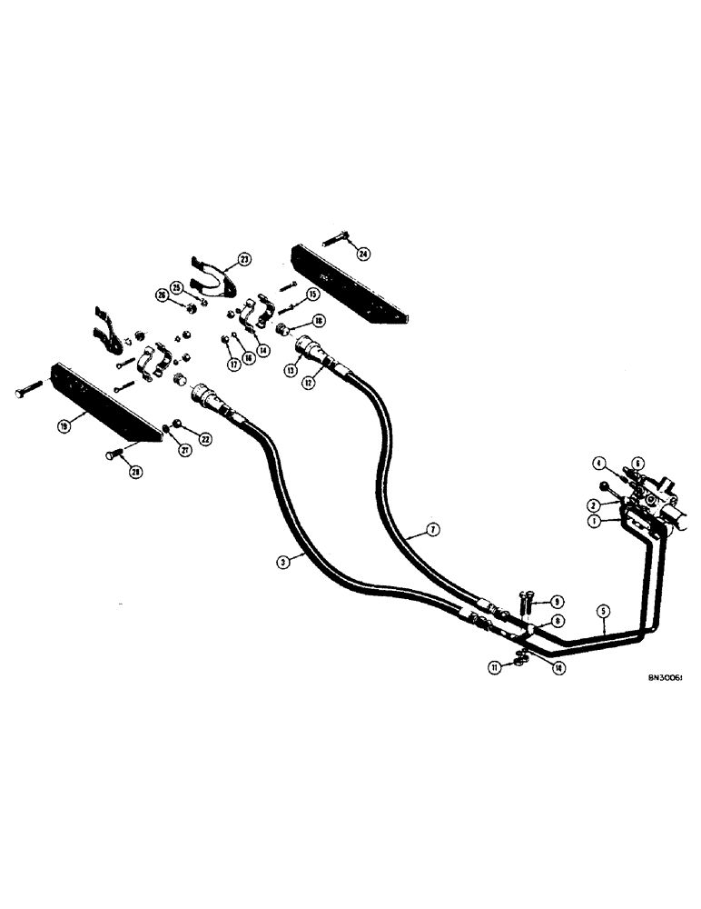 Схема запчастей Case 310D - (126[1]) - PULL BEHIND HYDRAULICS (WITH DRAWBAR TRACTOR, THREE POINT HITCH, OR MECHANICAL DOZER) (07) - HYDRAULIC SYSTEM